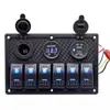 Interruptor Basculante Combinado 6 Posições para Iate, RV, Marinho com Duas Portas USB 3.1A e Voltagem