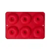 Forma de Donut de Silicone 6 Cavidades Silicone de Grau Alimentício Bandeja de Assar Molde para Biscoito Bolo Antiaderente Assar DIY