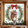 Colección transfronteriza de lindas pegatinas de ventana con temática navideña de ardilla y rama de pino para decoración del hogar, adecuadas para ventanas, puertas de vidrio y otras superficies; pegatinas de cristal electrostáticas