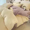 Juego de Cama de Terciopelo de Leche de Cuatro Piezas Espesado Vellón Coral Doble Cara Funda Nórdica de Vellón Sábana de Franela Juego de Tres Piezas Estilo Invierno