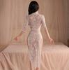 Meiyujia lencería sexy encaje sexy seductora falda larga abertura lateral camisón pijama uniforme delgado mujeres