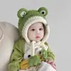 Bonito gorro de bebé para otoño e invierno, gorro de lana unisex para niños que protege las orejas, forrado de felpa y engrosado, gorro de una sola pieza, gorro tejido para bebé