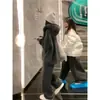 Traje Casual de Alta Gama para Mujer 2025 Estilo Coreano Otoño e Invierno Sudadera con Capucha y Cuello Grande de Piel Pantalones de Pierna Ancha Moda Conjunto de Dos Piezas
