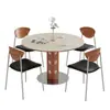Juego de Mesa de Comedor Cuadrada Plegable de Madera Maciza con Pizarra y Sillas, Estilo Medieval, Modelo Nuevo 2026, Transformable en Mesa Redonda, para Hogares Pequeños