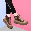 (Itens Esgotados Não Podem Ser Repostos) Novo Estilo Outono e Inverno 2026 Couro Bovino de Primeira Camada Solado Grosso Colorido Bloqueado Retro Slip-On Sapatos de Cano Alto Versátil