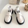 Otoño 2024 Nuevos Zapatos Pequeños de Estilo Británico Retro para Mujer Más Fáciles de Combinar Suela Gruesa para Aumentar la Altura Mocasines Slip-On Zapatos Individuales