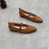 Sapatilhas Pontudas Artísticas Feitas à Mão em Couro Genuíno para Mulheres, Novo Estilo Primavera/Verão 2026, Tira Única, Sapatos Femininos Simples e Versáteis em Couro Genuíno
