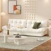 Sofá Cloud para Sala de Estar, Alquiler de Apartamento Pequeño, Estilo Minimalista Moderno de Línea Recta Color Crema, Sofá de Tela Doble o Triple para Dormitorio