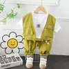 Traje Falso de Tres Piezas para Niños Verano Nuevo de Moda Fresco Ropa Infantil Verano Ropa de Trabajo Manga Corta Niño Verano Bebé Ropa de Verano