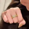 Anel de Moeda Cinco Imperadores Brilhante Estilo Vintage Atrai Dinheiro, Novo Anel de Diamante Banhado a Ouro Estilo Chinês, Joia Clássica Versátil