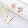Moda estilo coreano simples estilo luxo leve trevo zircônia grampo de cabelo clipe de palavra feminino moda acessório de cabeça preço de fábrica atacado