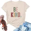 Aliexpress Transfronteiriço Camiseta Feminina Seja Gentil Camisetas Gráficas Manga Curta Loo