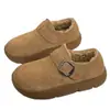 Zapatos de Mujer Estilo Birkenstock de Cuero Genuino de Cobertura Total, Suela Gruesa, Antideslizantes, Forrados de Felpa, Engrosados, Zapatos de Algodón Cálidos, Zapatos de Piel de Cordero, Botas de Nieve