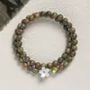 Pulsera de Sándalo Verde Mu Shang Hua para Mujer, Fresca y Elegante, Nueva Pulsera de Sándalo Estilo Chino, Pulsera de Juego Cultural de Madera Estilo Chino Retro