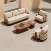 Sofá de ratán para exteriores nórdico, muebles de jardín para villa, patio, juego de asientos de ocio para balcón de aleación de aluminio, impermeable y resistente al sol