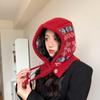 Chapéu balaclava vintage de floco de neve da ilha da Coreia do Sul, chapéu feminino de outono e inverno, de lã quente e espessada, com proteção auricular