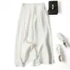 En Stock Al Por Mayor Pantalones Falda Anchos de Algodón y Lino para Mujer, Corte Holgado, Cintura Alta Semi-Elástica, Pantalones de Nueve Cuartos Adelgazantes, Productos de Exportación