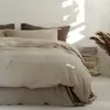Juego de cama de cuatro piezas con diseño de gofre de clase A, de algodón 60 de calidad para bebés, color sólido, funda de edredón de algodón puro, ropa de cama ligera de lujo de alta calidad