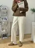 Pantalones Casuales Rectos de Lana para Mujer Talla Grande Estilo Otoño Chica Gordita mm Sueltos Adelgazantes Tipo Pera Pantalones Harem de Pierna Ancha