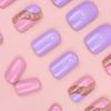 Rosa roxo encantador fresco simples nova menina elegante simples outono e inverno branco europeu e americano unhas desgaste unha