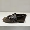 Encuentro de Primera Temporada Estación Europea 2026 Otoño/Invierno Nuevo Estilo Zapatos Cálidos de Felpa Peluda para Mujer Hebilla de Cuero Zapatos Individuales Mocasines