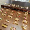 Caja Misteriosa en Vivo Oro Vintage Retro Anillo Abierto Completamente de Diamantes Circonita Esmalte Gota de Aceite Anillo Personalizado