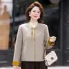 2026 novo casaco estilo chinês para mulheres de meia-idade e idosas, coleção de outono, manga longa, top elegante e luxuoso