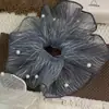 Tule de Princesa Sereia ao Sol ~ Prendedor de Cabelo de Tule com Pérolas Estilo Coreano para Mulheres, Acessório de Cabelo Versátil e Estiloso