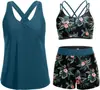 Traje de baño Tankini de dos piezas para mujer, transfronterizo europeo y americano 2026, con bragas estampadas, conjunto de tres piezas Tankini