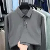 Camisa POLO de Solapa de Manga Larga para Hombre de Otoño, Top para Hombre con Estampado de Logo de Letra, Camiseta Casual para Hombre, En Stock, Dropshipping