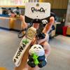 Chaveiro de Panda Estilo Escultura em Madeira Original Acessórios Fofos de Casal Feminino Boneca de Resina Criativa Chaveiro Pingente de Mochila Escolar