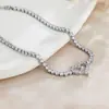 Pulsera Sencilla y Elegante en Forma de Corazón con Adorno Completo de Diamantes, Única y Versátil para el Uso Diario, No se Desvanece, Venta Directa del Fabricante