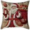 Funda de Almohada Navideña Tridimensional con Patrones de Reno, Muñeco de Nieve y Árbol de Navidad para Funda de Cojín de Sofá de Sala de Estar