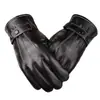 Luvas de Couro PU com Veludo Plus Size Masculinas de Inverno à Prova de Vento Quentes para Tela Sensível ao Toque Luvas para Pilotagem de Motocicleta Espessadas Proteção contra Frio