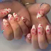 Uñas Postizas Blancas Estilo Francés con Labios Rojos, Más Vendidas Transfronterizas para el Día de San Valentín, 24 Piezas de Pegatinas para Uñas, Piezas de Uñas Portátiles para Arte