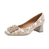 Sapatos de Salto Grosso Single Shoes Estilo Chinês Retro Nova Chinoiserie para Mulheres 2026 Novo Modelo Strass Versátil Elegante Salto Alto Francês