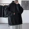 Moletom com capuz de cor sólida masculino primavera e outono estilo coreano moderno jaqueta de lã combinada estilo Hong Kong pulôver solto moletom de manga comprida