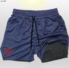 Pantalones Cortos Dobles Dos en Uno para Hombre Estampado 2D de Spiderman Pantalones Sueltos de Chándal para Entrenamiento de Fitness de Hombres