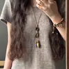 Biu BoomNuevo Collar con Borla de Hoja Larga Estilo Chinoiserie, Cadena para Clavícula de Alto Nivel Estilo Bohemio Chinoiserie