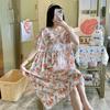 Camisón de Algodón Seda para Mujer de Comercio Exterior Transfronterizo Verano Manga Corta de Alta Gama Dulce Talla Grande Falda de Algodón Seda Primavera y Otoño Fino Falda para Casa