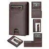 Carteira de Couro Masculina Antifurto RFID para Comércio Exterior Ultra Fina com Vários Porta-Cartões Porta-Cartão de Identidade Fivela Carteira de Negócios para Homens
