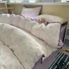 Conjunto de cama de quatro peças grau A para maternidade e infantil para dormir nu na cama, algodão puro genuíno, lençol e capa de edredom estilo Fair Isle, conjunto de três a quatro peças para dormitório