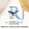 Patche Bordado Letra 26 Baleia Novo Desenho Animado Transfronteiriço Onda Azul e Branca Adesivo Termocolante Patche Decorativo Patche para Roupa