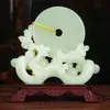 Adorno de Hebilla Ping'an de Jade Ruyi Decoración de Vestíbulo Decoración del Hogar Sala de Estar Gabinete de Vino Lujo Ligero Regalo para Mudanza Casa Nueva