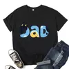 Camiseta Estampada de Dibujos Animados Mamá Papá y Mini Little a Juego en Familia