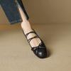 Zapatos de Ballet de Piel de Oveja de Punta Redonda con Lazo para Mujer 2025 Primavera Nuevo Retro Hebilla Doble con Suela Suave Boca Baja Zapatos de Moda de Una Capa