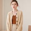Nuevo cárdigan de cachemira pura para otoño e invierno, suéter holgado de cuello redondo para mujer, chaqueta de punto gruesa roja corta
