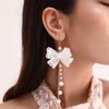 EZ4892 Aretes de Mariposa de Moda Europea y Americana Transfronteriza Largos de Perlas para la Cara Aretes Metálicos Delgados Joyería para Orejas de Mujer