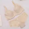Traje de sujetador europeo y americano con aro de acero sexy ultra delgado transparente completo de encaje cómodo ropa interior sujetador para dormir talla grande delgado