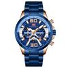 MINI FOCUS Reloj de pulsera de acero para hombre, esfera grande, movimiento multifuncional, calendario, luminoso, resistente al agua, 0336G